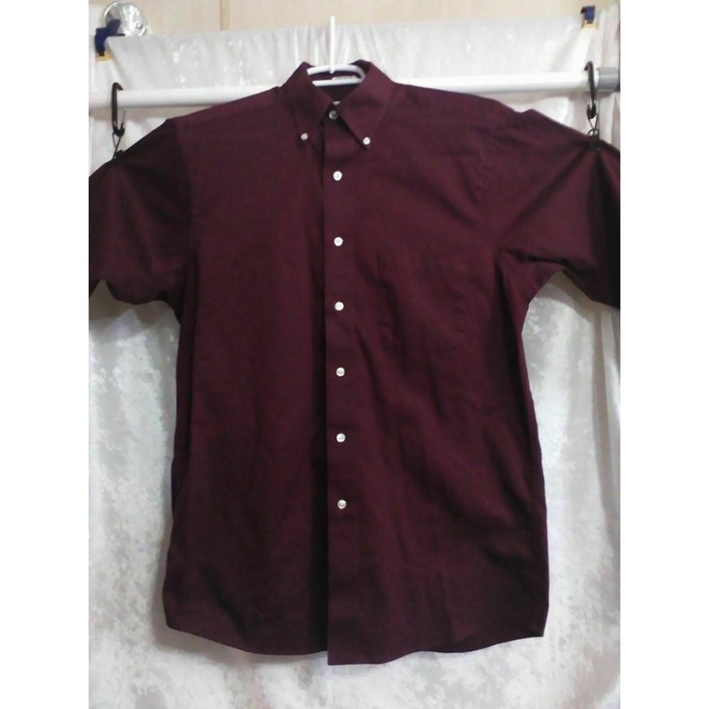 IZOD Men's Shirt Casual/Dress L/Sleeve Cotton Blend Burgundy Regular 15.5 /32-33 - Picture 9 of 14
